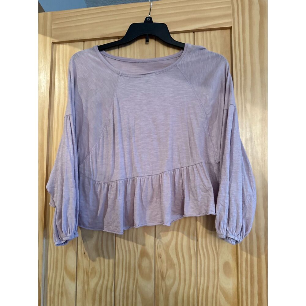 Originality Purple Long Sleeve Baby Doll Top Size L